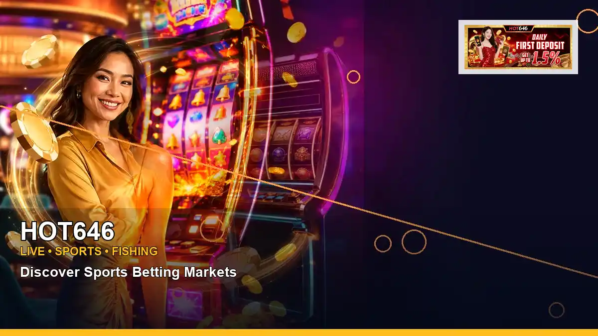 HOT646 adventure online slot games featuring an adult Filipina casino host with a left-framed composition