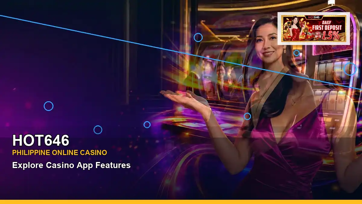 HOT646 mobile casino app in a wide-action scene for the HOT646 brand search, casino access, games, account help and safer