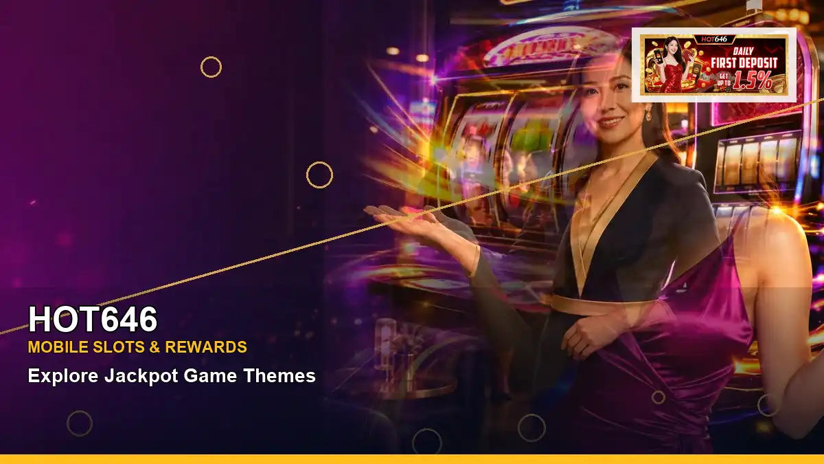 HOT646 lounge VIP casino rewards featuring an adult Filipina casino host with a right-framed composition