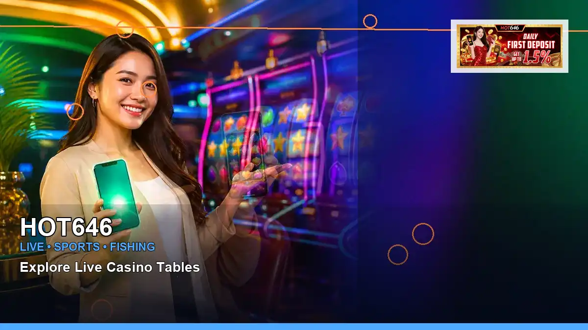 HOT646 high-energy casino cashback rewards in a left close-up layout for Philippine players